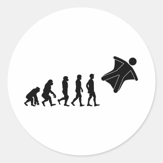 Wingsuit Base Jumping Skydiving Evolution Ronde Sticker (Voorkant)