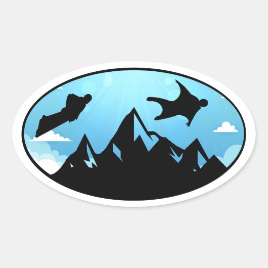 Wingsuit Base Jumping Skydiving Wingfitting Ovale Sticker (Voorkant)