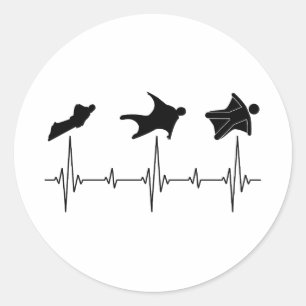Wingsuit basis Jumping Skydiving Heartbeat Ronde Sticker