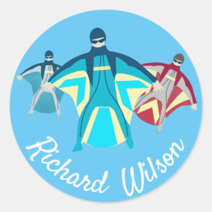 Wingsuit Skydiving Thema Ronde Sticker