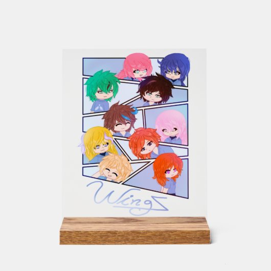 Wingz Multi Character Acrylic Sign Acryl Bord (Voorkant)