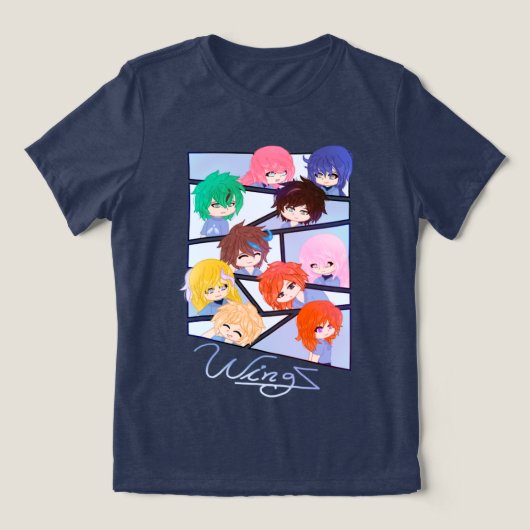 Wingz Multi Karakters Tri-Blend Shirt (Design voorkant)