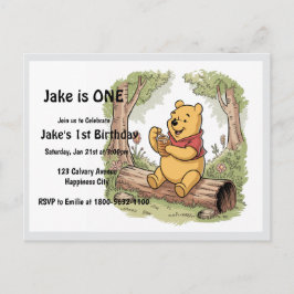 Winie de pooh verjaardagskaart eerste verjaardag uitnodiging briefkaart