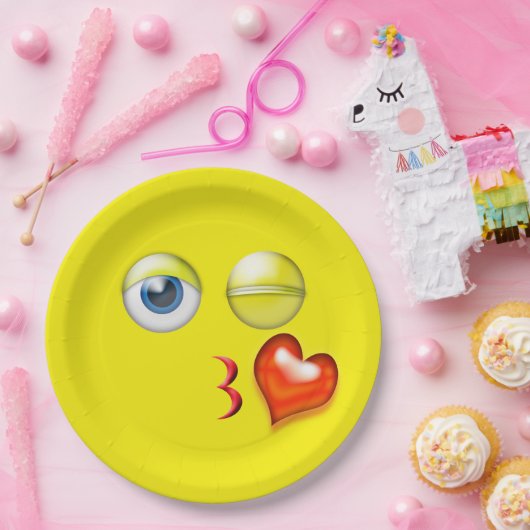 Wink Blow Kiss Emoji Papieren Bordje (Feest)