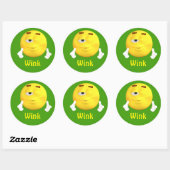 Wink Emoji Emoticon Cartoon Gezicht Ronde Sticker (Vel)