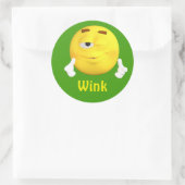 Wink Emoji Emoticon Cartoon Gezicht Ronde Sticker (Tas)
