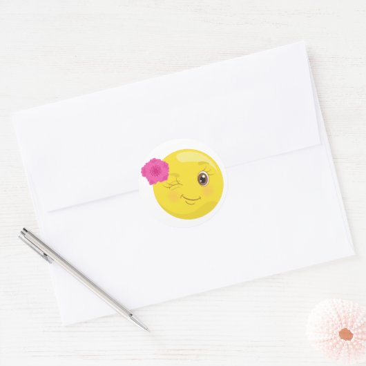 Wink Emoji met bloem Stickers (Envelop)