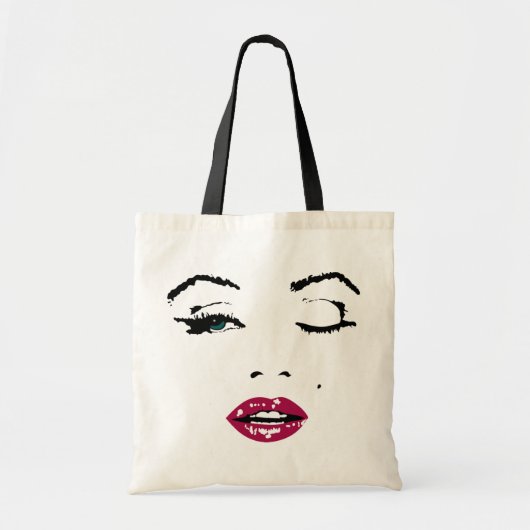 Wink en rode lippen tote bag (Voorkant)