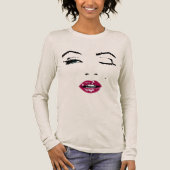 Wink en rode lippen Tri-Blend shirt (Voorkant)