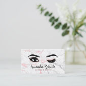 Wink Eye Lashes & Brows Beauty Salon Roze Marmer Visitekaartje (Staand voorkant)