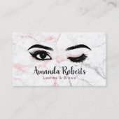 Wink Eye Lashes & Brows Beauty Salon Roze Marmer Visitekaartje (Voorkant)