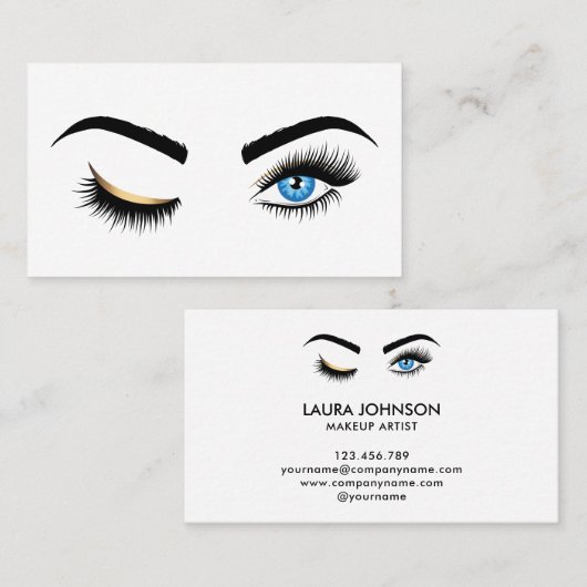 Wink Eye Make-up artist Blue Eyes Lash Extension Visitekaartje (Voorkant / Achterkant)