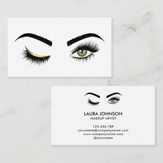 Wink Eye Make-up artist Green Eyes Lash Extension Visitekaartje (Voorkant / Achterkant)