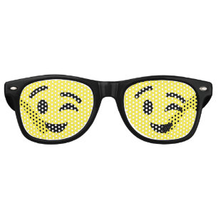 Wink Face Emoji Retro Zonnebril
