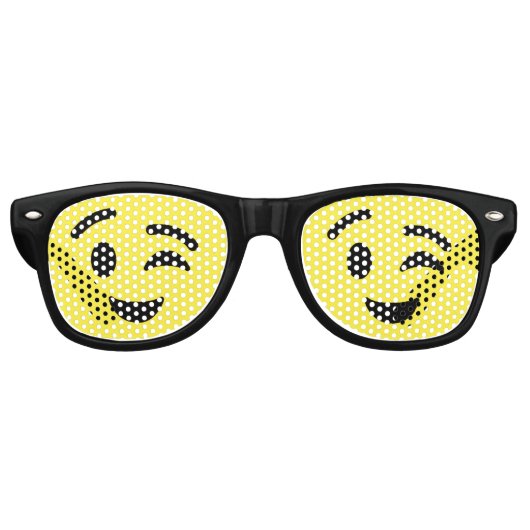 Wink Face Emoji Retro Zonnebril (Voorkant)