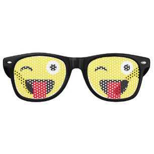Wink Face met Tongue Emoji Retro Zonnebril