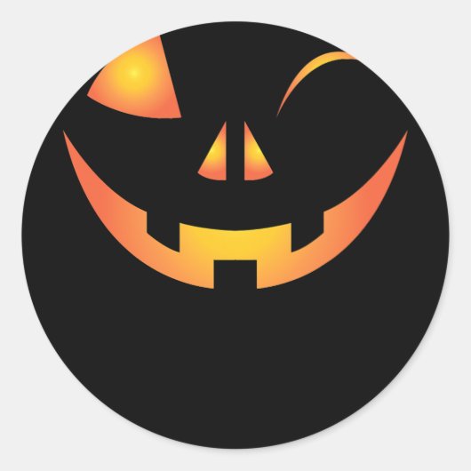 Wink Face Pumpkin Jack O Lantern Costume Cool Hall Ronde Sticker (Voorkant)