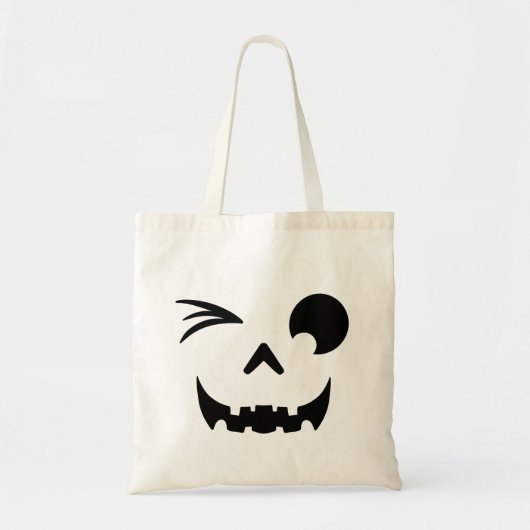 Wink Jack O Lantern Pumpkin Face Halloween Tote Bag (Voorkant)