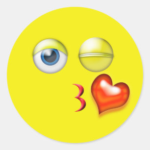 Wink Kiss Emoji Ronde Sticker