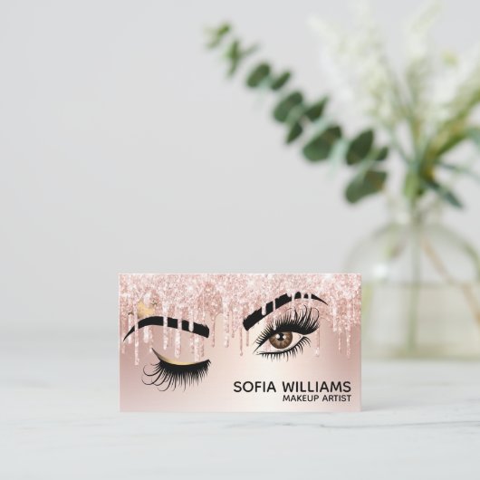 Wink Mooi Bruin Oog met Gouden Kroon Make-up Aanbevelingskaartje (Staand voorkant)