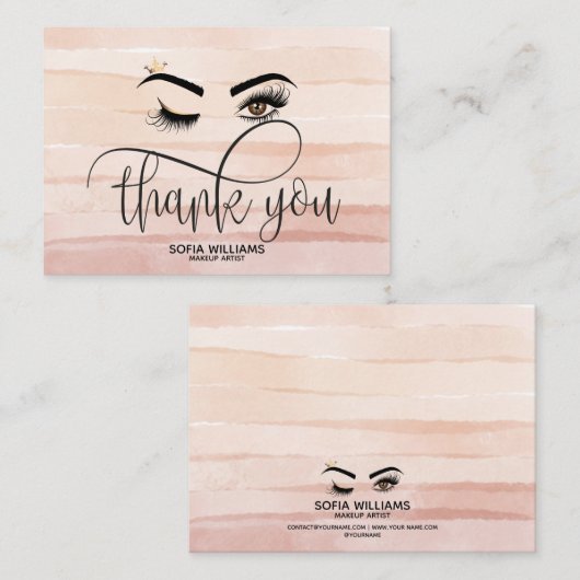 Wink Mooi Bruin Oog stoffig roze Nazorg Aanbevelingskaartje (Voorkant / Achterkant)