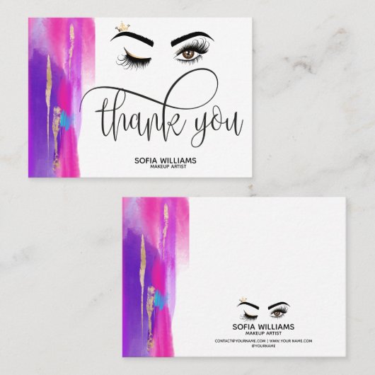 Wink Mooie Bruine Oog roze abstracte kunst Aanbevelingskaartje (Voorkant / Achterkant)