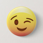 Wink Smile Yellow Emoji Button Pin (Voorkant)