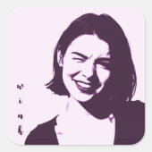 "Wink" Square Sticker flirty girl design pink sass (Voorkant)