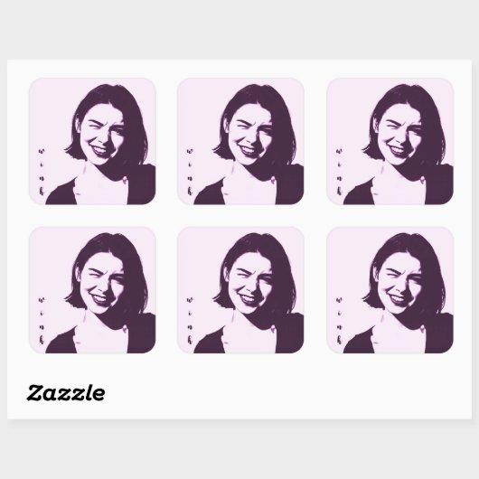 "Wink" Square Sticker flirty girl design pink sass (Vel)