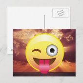 Wink Tongue Out Emoji Ocean Sunset Briefkaart (Voorkant / Achterkant)