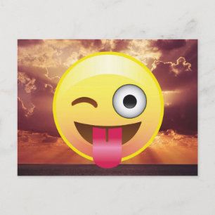 Wink Tongue Out Emoji Ocean Sunset Briefkaart