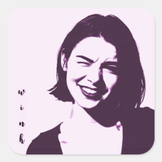 "Wink" vierkante sticker flirterig meisjesontwerp 