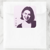"Wink" vierkante sticker flirterig meisjesontwerp (Tas)