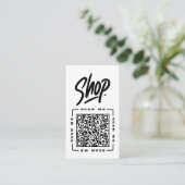 Winkel | Aanpasbare QR-code en logo sjabloon Zwart Visitekaartje (Staand voorkant)