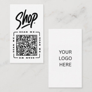 Winkel Aanpasbare QR-code en logo sjabloon Zwart Visitekaartje