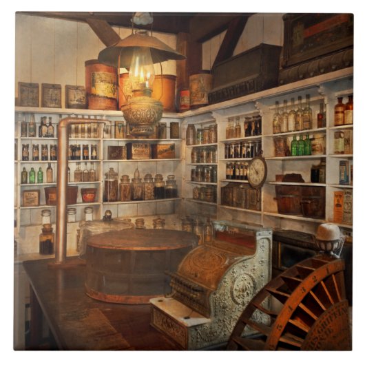 Winkel - Antieke buurtwinkel Tegeltje (Voorkant)