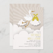Winkel + Baby shower wolken - Geel Kaart (Voorkant / Achterkant)