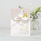 Winkel + Baby shower wolken - Geel Kaart (Staand voorkant)
