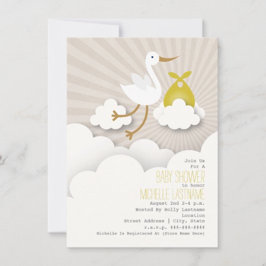 Winkel + Baby shower wolken - Geel Kaart (Voorkant)