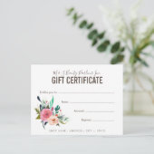 Winkel Boutique Salon Gift Certificate Sjabloon Briefkaart (Staand voorkant)