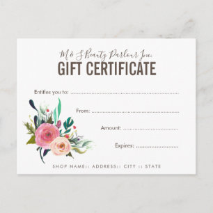 Winkel Boutique Salon Gift Certificate Sjabloon Briefkaart