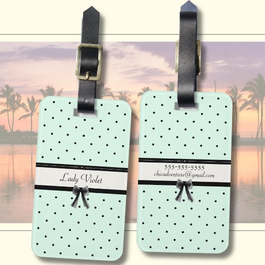 Winkel Chic Mintgroene Stip Monogram Bagagelabel