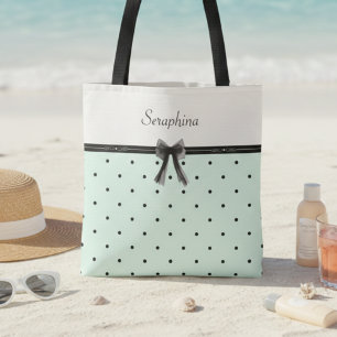Winkel Chic Mintgroene Stip Monogram Tote Bag