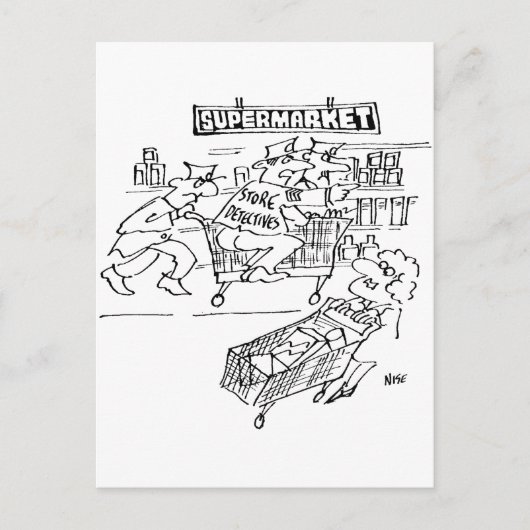 Winkel Detectives in een Supermarkt Briefkaart (Voorkant)
