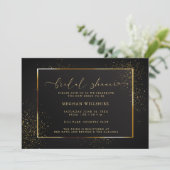 WINKEL | Elegant Black en Gold Glitter Kaart (Staand voorkant)