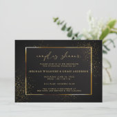 WINKEL | Elegant Black en Gold Glitter Kaart (Staand voorkant)
