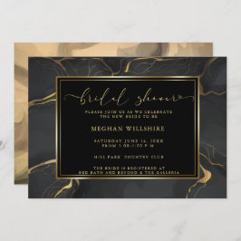 WINKEL | Elegant Black en Gold Marble Kaart