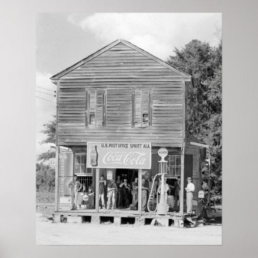 Winkel en Postkantoor, 1935. Oude foto Poster (Voorkant)