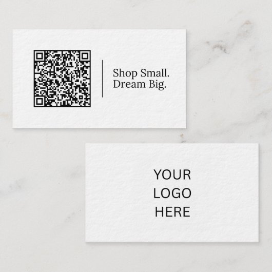 Winkel Klein. Droom Groot. | Aanpasbare QR-code Lo Visitekaartje (Voorkant / Achterkant)
