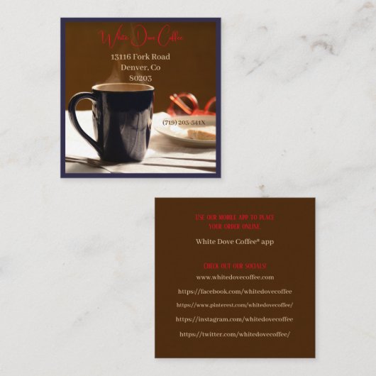 Winkel Krant & bril Cafe Barista Koffie Vierkante Visitekaartje (Voorkant / Achterkant)